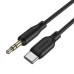 Кабель мультимедийный USB-C to 3.5mm M 1.0m silicone black BOROFONE (6941991101069)