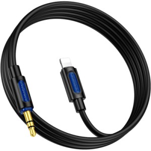 Кабель мультимедійний Lightning to 3.5mm M 1.0m silicone black BOROFONE (6941991114397)