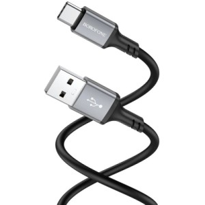 Дата кабель USB 2.0 AM to USB-C 1.0m 3A black BOROFONE (6974443386417)