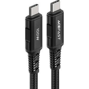 Дата кабель USB-C to USB-C 2.0m 5A 100W nylon black Acefast (AFC4-03B)