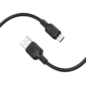 Дата кабель USB 2.0 AM to Micro 5P 1.0m silicone black BOROFONE (6941991115417)