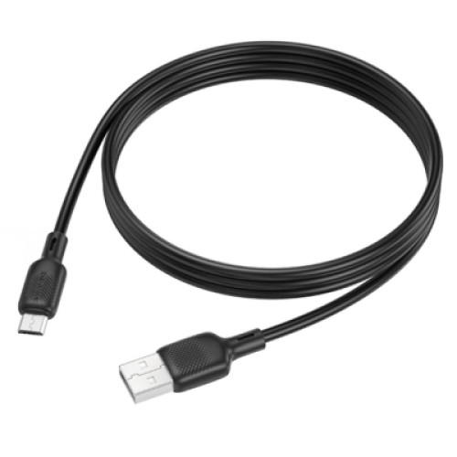 Дата кабель USB 2.0 AM to Micro 5P 1.0m silicone black BOROFONE (6941991115417)