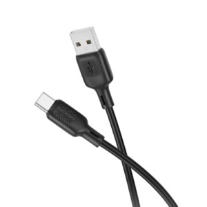 Дата кабель USB 2.0 AM to USB-C 1.0m silicone black BOROFONE (6941991115431)