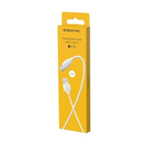 Дата кабель USB 2.0 AM to USB-C 1.0m 3A white BOROFONE (6931474701800)