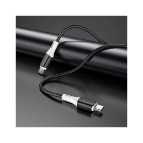Дата кабель USB-C to USB-C 1.0m 3A 60W silicone black BOROFONE (6974443384802)