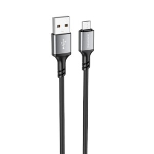 Дата кабель USB 2.0 AM to Micro 5P 1.0m silicone black BOROFONE (6974443386387)