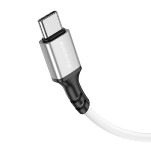 Дата кабель USB 2.0 AM to USB-C 1.0m silicone white BOROFONE (6974443386424)