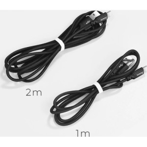 Дата кабель USB 2.0 AM to USB-C 1.0m 3A nylon black HOCO (6957531062868)