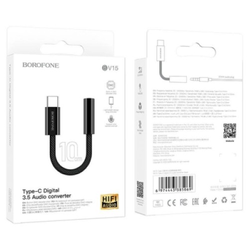 Переходник USB-C to 3.5mm F 0.10m black BOROFONE (6974443385069)