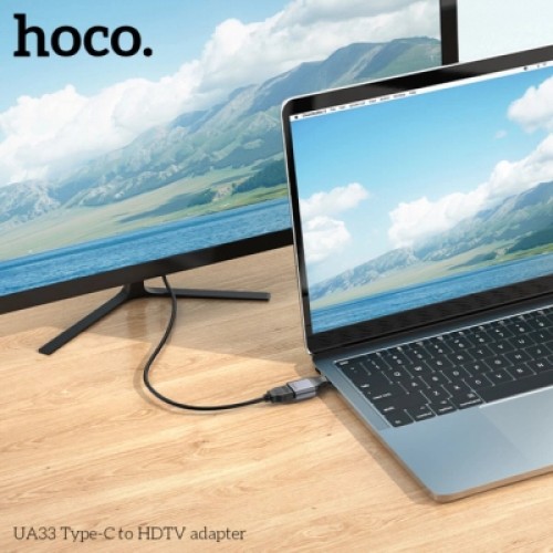 Переходник USB-C to HDMI F gray HOCO (6942007645584)
