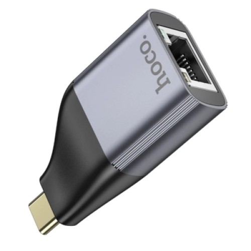 Переходник USB-C to RJ45 Ethernet 100Mbps gray HOCO (6942007645607)