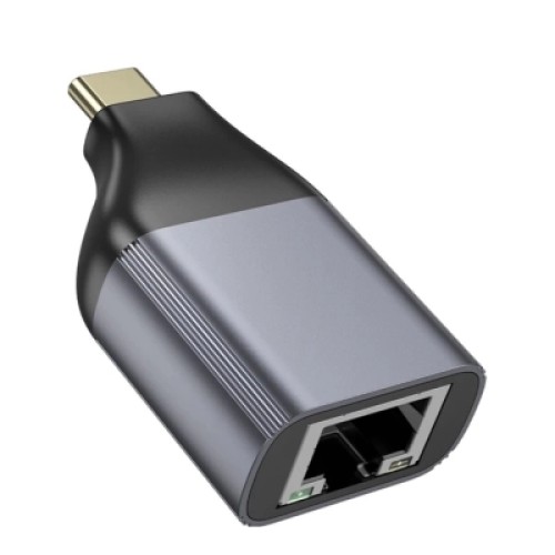Переходник USB-C to RJ45 Ethernet 100Mbps gray HOCO (6942007645607)