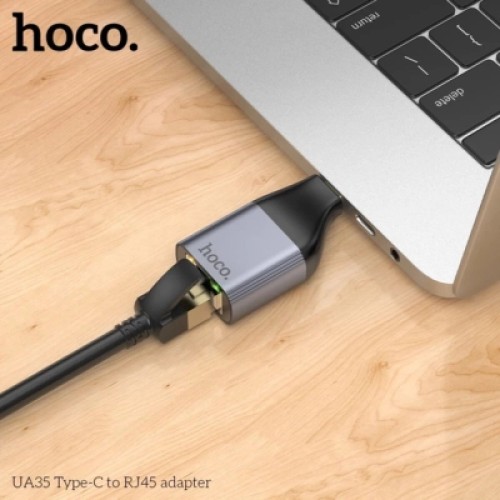 Переходник USB-C to RJ45 Ethernet 100Mbps gray HOCO (6942007645607)