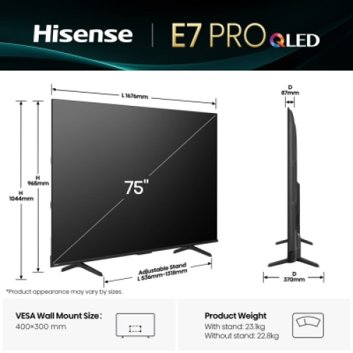 Телевизор Hisense 75E7Q PRO