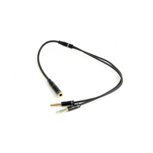 Кабель мультимедийный 3.5mm F to 2x3.5mm M 0.4m (4pin) black XoKo (AC-009)
