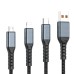 Дата кабель USB 2.0 AM to Lightning + Micro 5P + USB-C 1.2m 100W nylon black XoKo (SC-3100)
