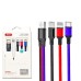 Дата кабель USB 2.0 AM to Lightning + Micro 5P + USB-C 1.2m black red blue XO (XO-NB143-3in1)