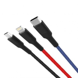Дата кабель USB 2.0 AM to Lightning + Micro 5P + USB-C 1.2m black XO (XO-NB54-3in1)