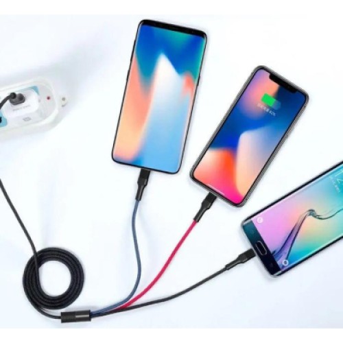 Дата кабель USB 2.0 AM to Lightning + Micro 5P + USB-C 1.2m black XO (XO-NB54-3in1)