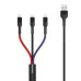 Дата кабель USB 2.0 AM to Lightning + Micro 5P + USB-C 1.2m black XO (XO-NB54-3in1)
