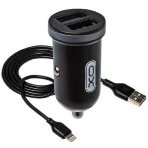 Зарядное устройство XO 2xUSB 2.1A + cable USB to Lightning black (TZ08-L-BK)