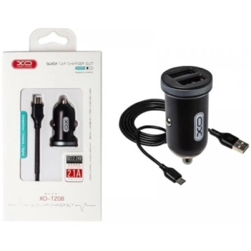 Зарядное устройство XO 2xUSB 2.1A + cable USB to Micro 5P black (TZ08-M-BK)