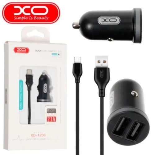Зарядное устройство XO 2xUSB 2.1A + cable USB to Micro 5P black (TZ08-M-BK)