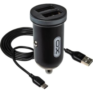Зарядное устройство XO 2xUSB 2.1A + cable USB to Micro 5P black (TZ08-M-BK)