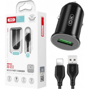 Зарядное устройство XO USB QC3.0 18W + cable USB to Lightning black (TZ12-L-BK)