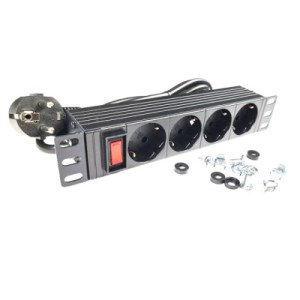 Силовой блок 10" 1U, 4xSchuko, кабель 1.8м, вилка Schuko, алюм. корпус Eserver (WT-2316A)