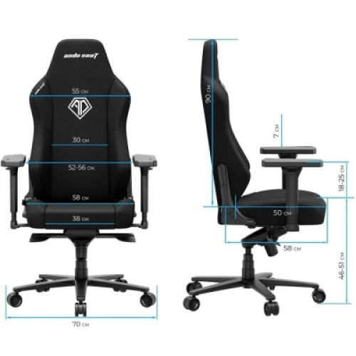 Кресло игровое AndaSeat Phantom 3 Fabric Size XL Dark Gray (AD18XL-52-GB-F-G01)