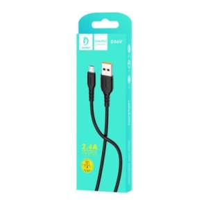 Дата кабель USB 2.0 AM to Micro 5P 1.0m 2.4A silicone black Denmen (D06V-BK)