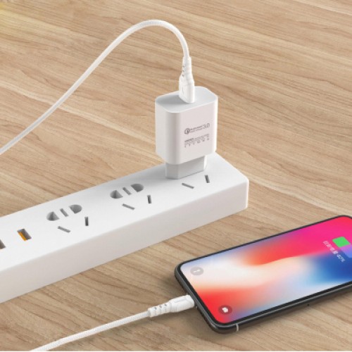 Дата кабель USB 2.0 AM to Micro 5P 1.0m 2.4A silicone white Denmen (DM-D06V-WH)