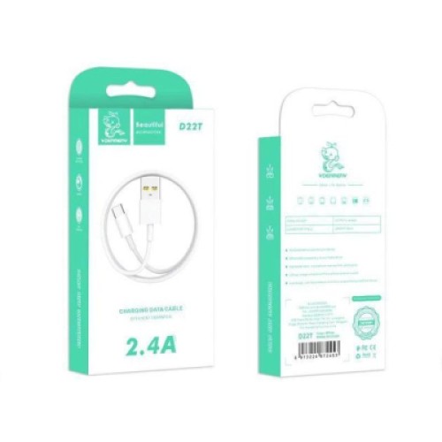 Дата кабель USB 2.0 AM to USB-C 1.0m 2.4A white Denmen (D22T-WH)