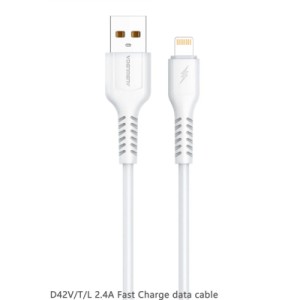 Дата кабель USB 2.0 AM to Lightning 1.0m 2.4A silicone white Denmen (DM-D42L-WH)