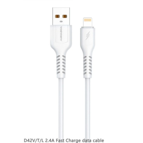Дата кабель USB 2.0 AM to Lightning 1.0m 2.4A silicone white Denmen (DM-D42L-WH)
