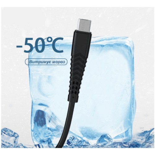 Дата кабель USB 2.0 AM to USB-C 1.0m 2.4A silicone black Denmen (DM-D42T-BK)