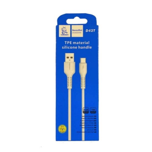 Дата кабель USB 2.0 AM to USB-C 1.0m 2.4A silicone white Denmen (DM-D42T-WH)