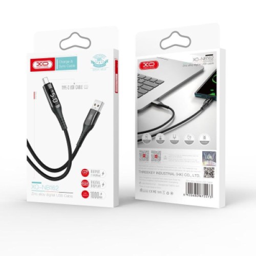 Дата кабель USB 2.0 AM to Lightning 1.0m 2.4A LED black XO (NB162-L-1-BK)