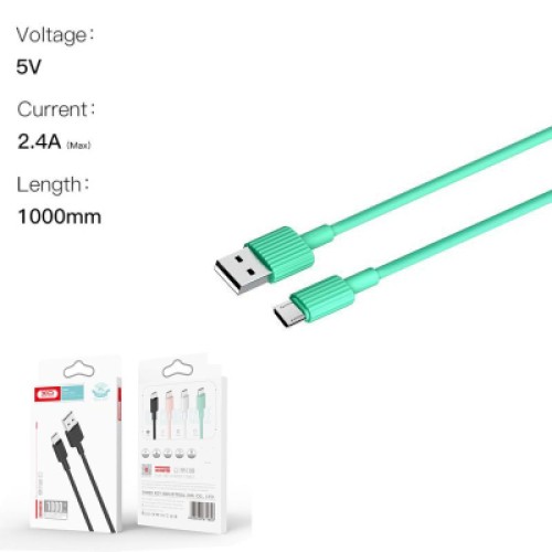 Дата кабель USB 2.0 AM to Micro 5P 1.0m 2.4A green XO (NB156-M-GR)