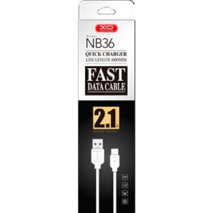 Дата кабель USB 2.0 AM to Micro 5P 1.0m 2.1A white XO (NB36-M-1-WH)