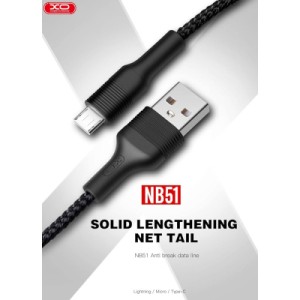 Дата кабель USB 2.0 AM to Micro 5P 1.0m 2.1A black XO (NB51-M-1-BK)
