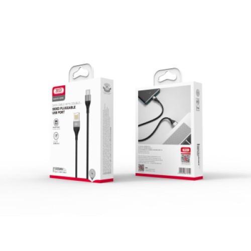 Дата кабель USB 2.0 AM to USB-C 1.0m 2.1A double-side grey XO (NB188-TC-1-GR)