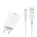 Зарядное устройство Denmen 1xUSB 2.4A + cable USB to Lightning white (DC01L-WH)