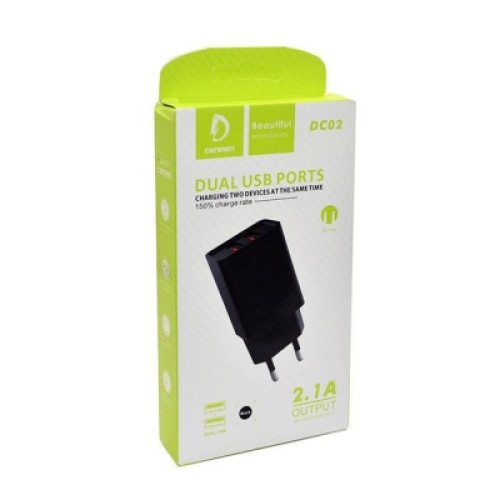 Зарядное устройство Denmen 2xUSB 2.1A black (DC02-BK)