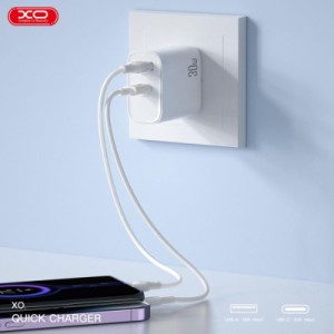 Зарядное устройство XO 1xUSB-C PD30W + 1xUSB QC3.0 (XO-QC16)