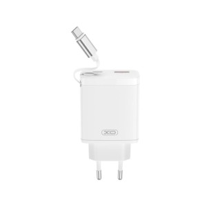 Зарядное устройство XO 1xUSB-C + 1xUSB QC30W GaN + cable USB-C to USB-C white (XO-CE31)