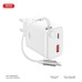 Зарядное устройство XO 1xUSB-C + 1xUSB QC30W GaN + cable USB-C to USB-C white (XO-CE31)