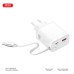 Зарядное устройство XO 1xUSB-C + 1xUSB QC30W GaN + cable USB-C to USB-C white (XO-CE31)