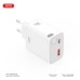 Зарядное устройство XO 1xUSB-C + 1xUSB QC30W GaN + cable USB-C to USB-C white (XO-CE31)